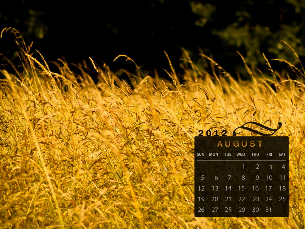Srpna 2012 Kalendář Tapety na plochu (1) #2 - 1024x768