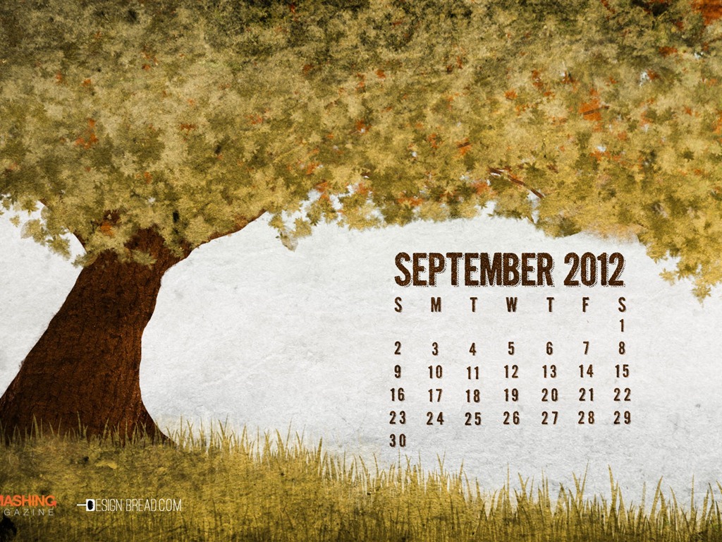 09 2012 Calendar fondo de pantalla (1) #1 - 1024x768