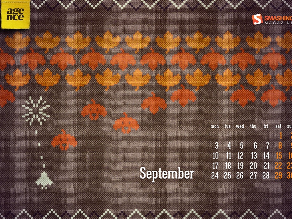 09 2012 Calendar fondo de pantalla (1) #15 - 1024x768