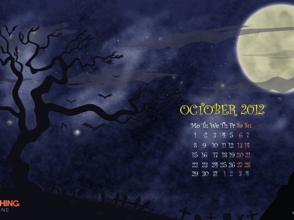 Octobre 2012 Calendar Wallpaper (1) #18 - 1024x768