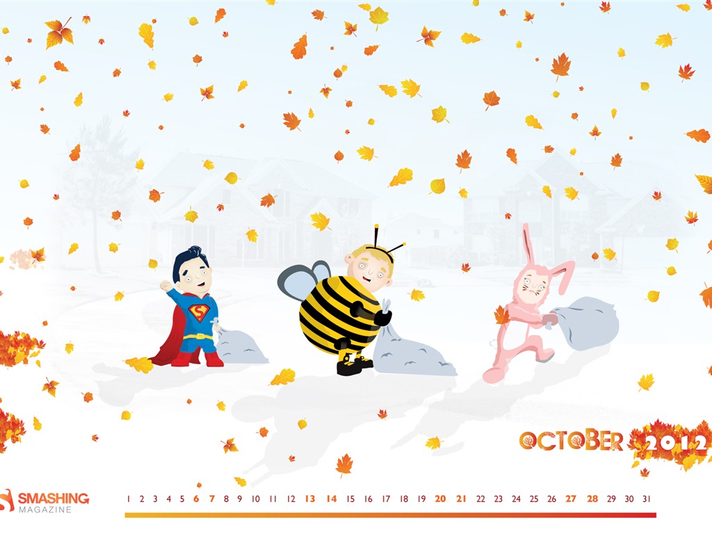 Oktober 2012 Kalender Wallpaper (2) #7 - 1024x768