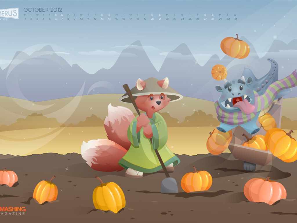 Oktober 2012 Kalender Wallpaper (2) #13 - 1024x768