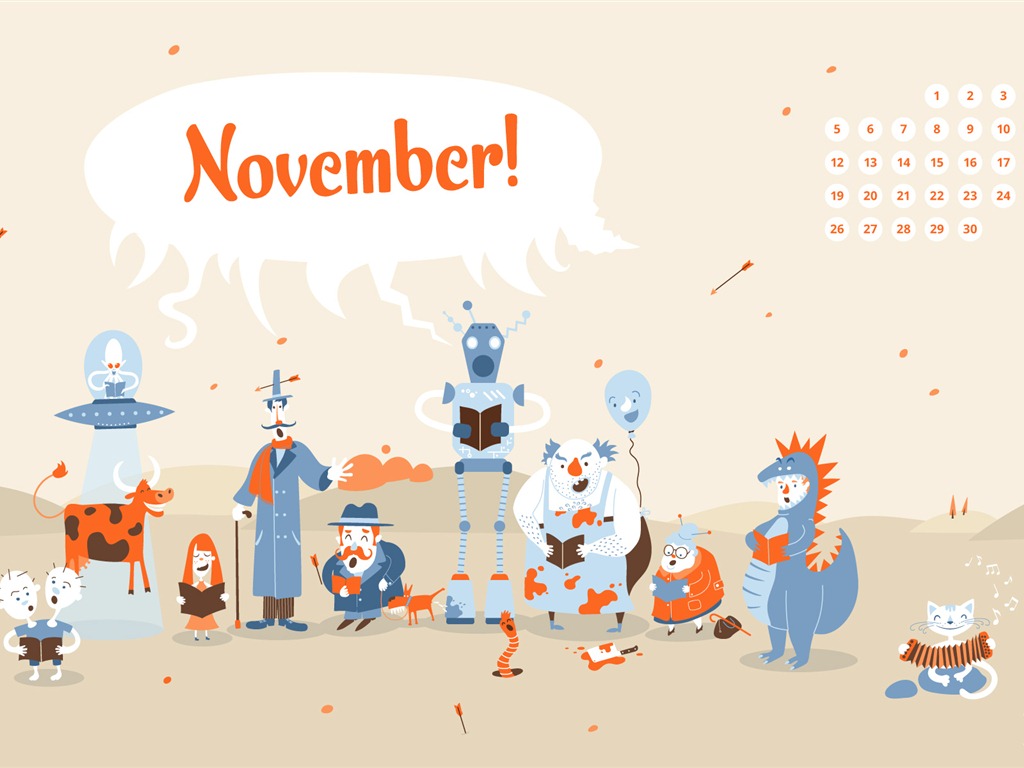November 2012 Calendar wallpaper (1) #9 - 1024x768