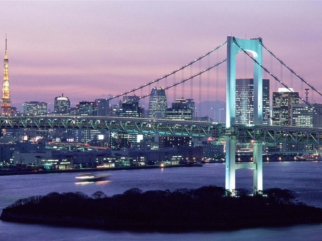 Windows 8 官方全景主題壁紙，城市風光，大橋，地平線 #5 - 1024x768