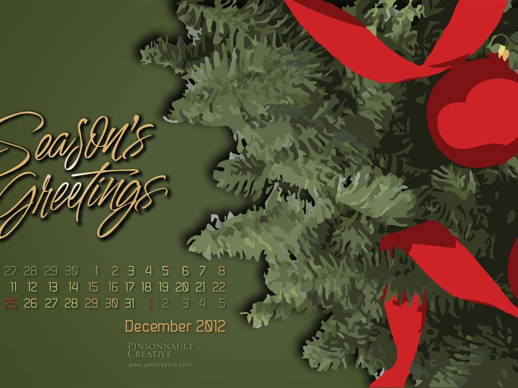 2012年12月 月曆壁紙(一) #3 - 1024x768