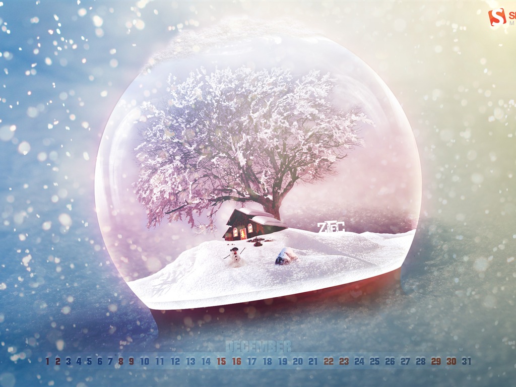 Décembre 2012 Calendar Wallpaper (1) #18 - 1024x768