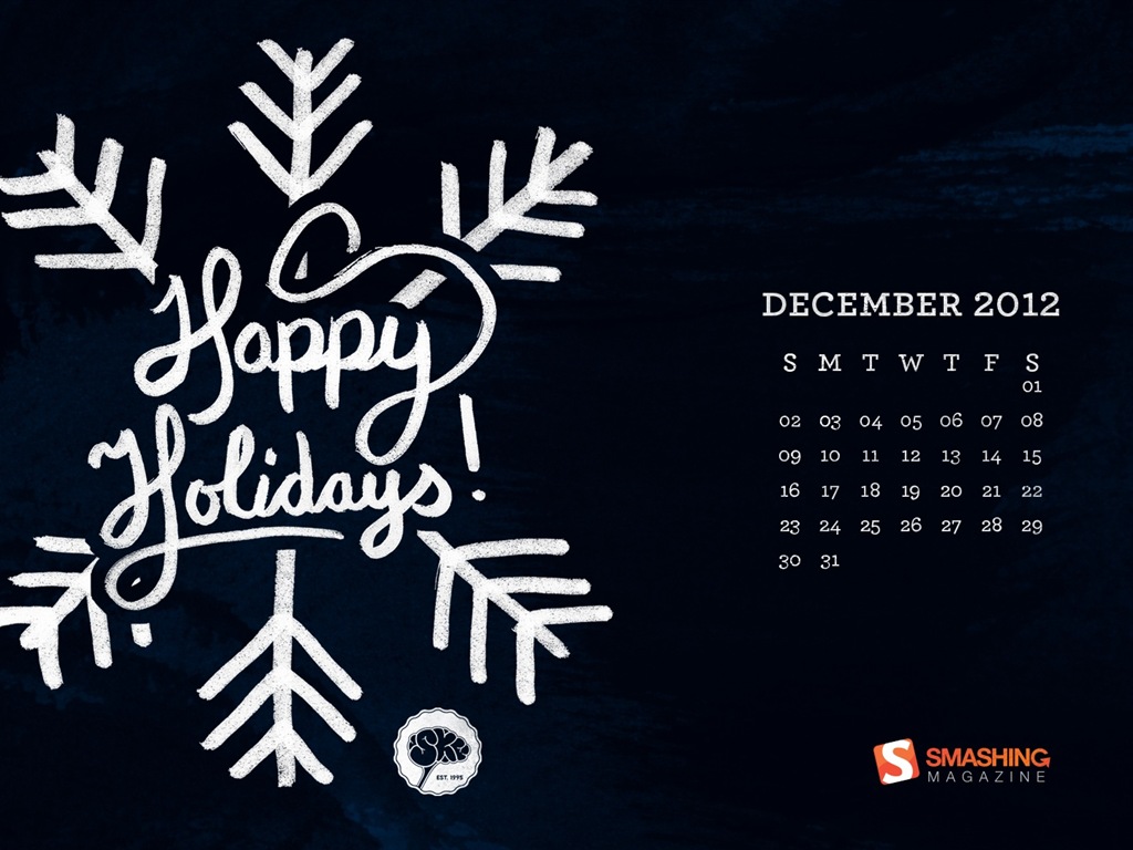 Dezember 2012 Kalender Wallpaper (2) #2 - 1024x768