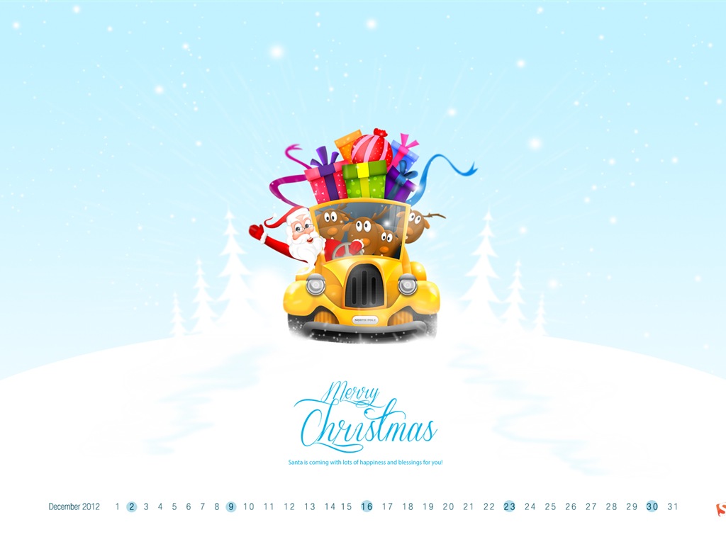 December 2012 Calendar wallpaper (2) #7 - 1024x768