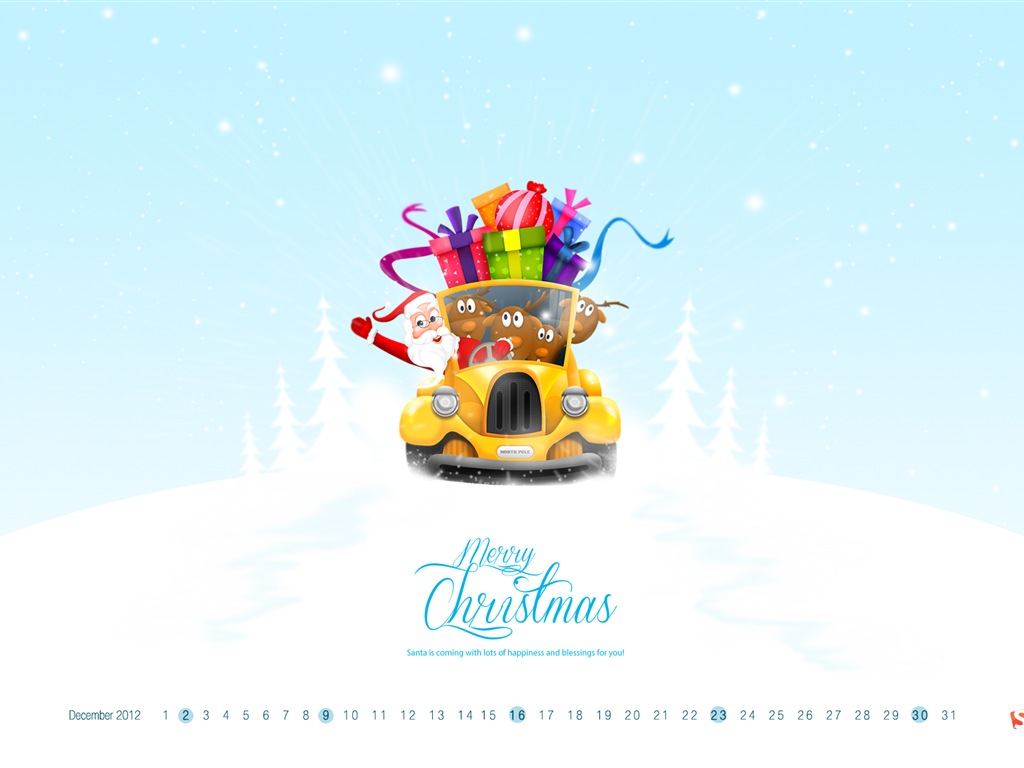 Dezember 2012 Kalender Wallpaper (2) #7 - 1024x768