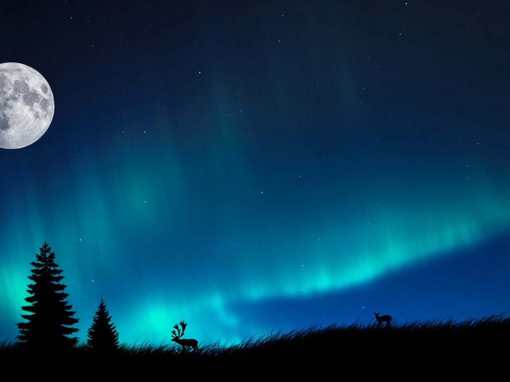 Přírodní divy Northern Lights HD Wallpaper (1) #13 - 1024x768