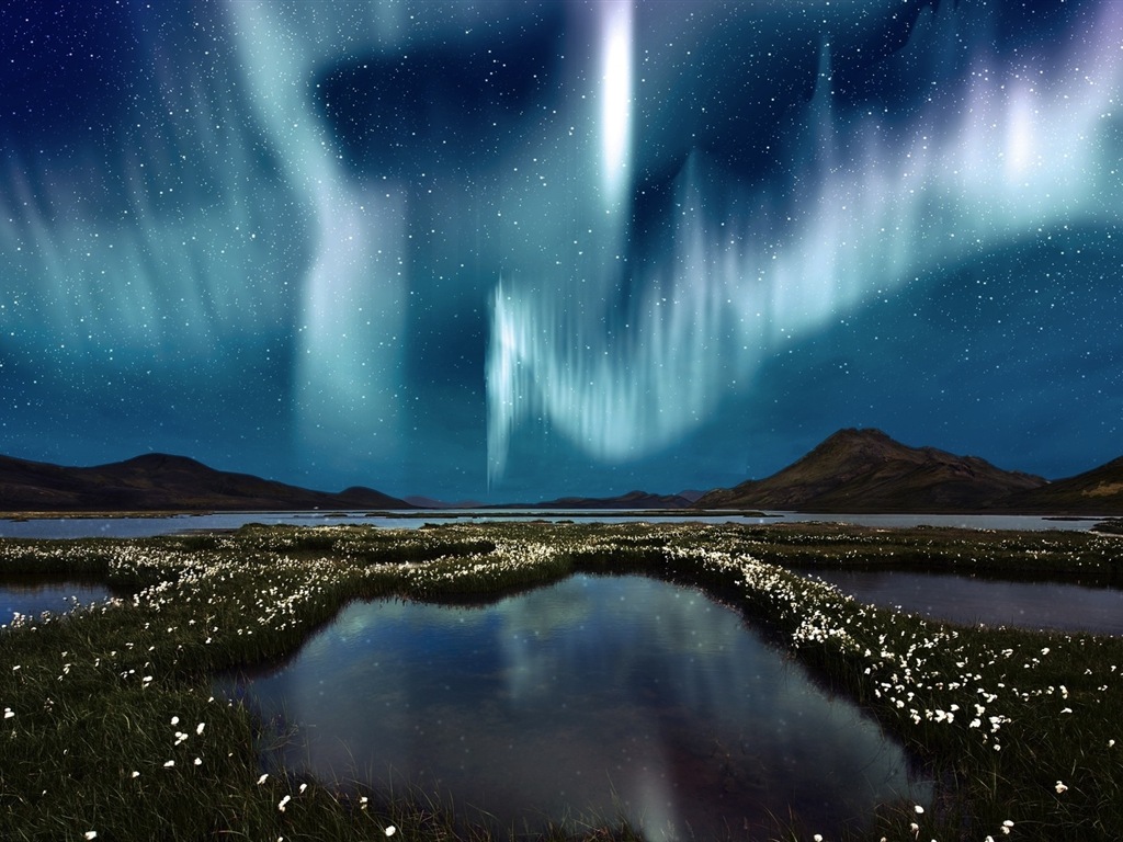 Přírodní divy Northern Lights HD Wallpaper (2) #7 - 1024x768