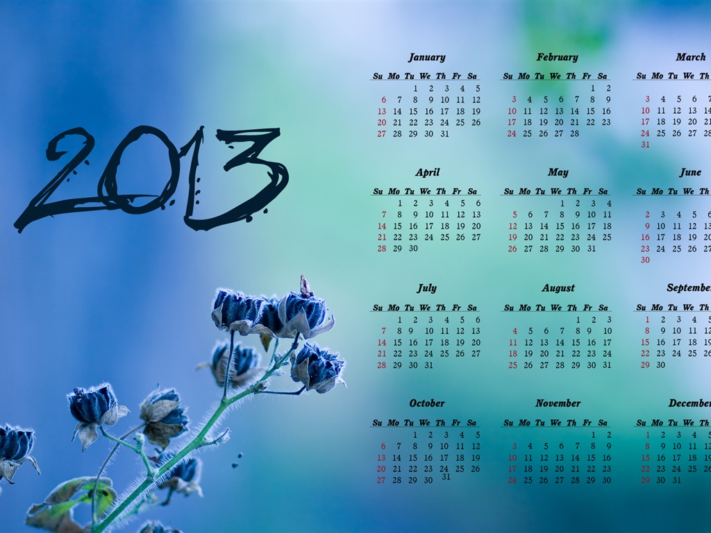 2013年1月 月曆壁紙(一) #4 - 1024x768