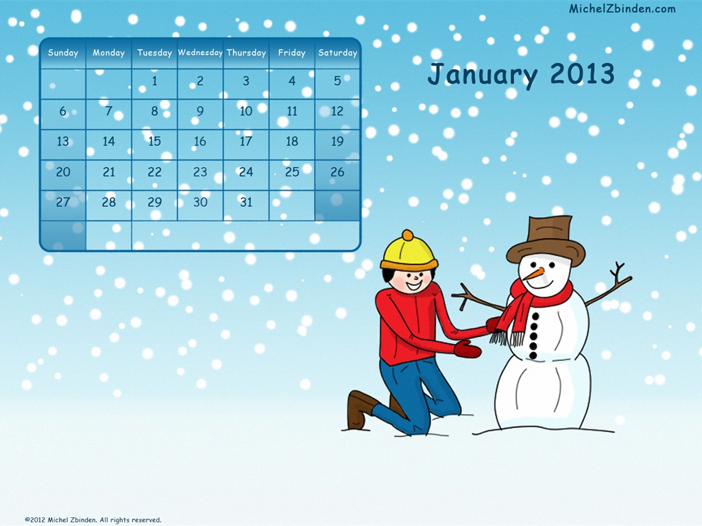 2013年1月 月曆壁紙(一) #10 - 1024x768