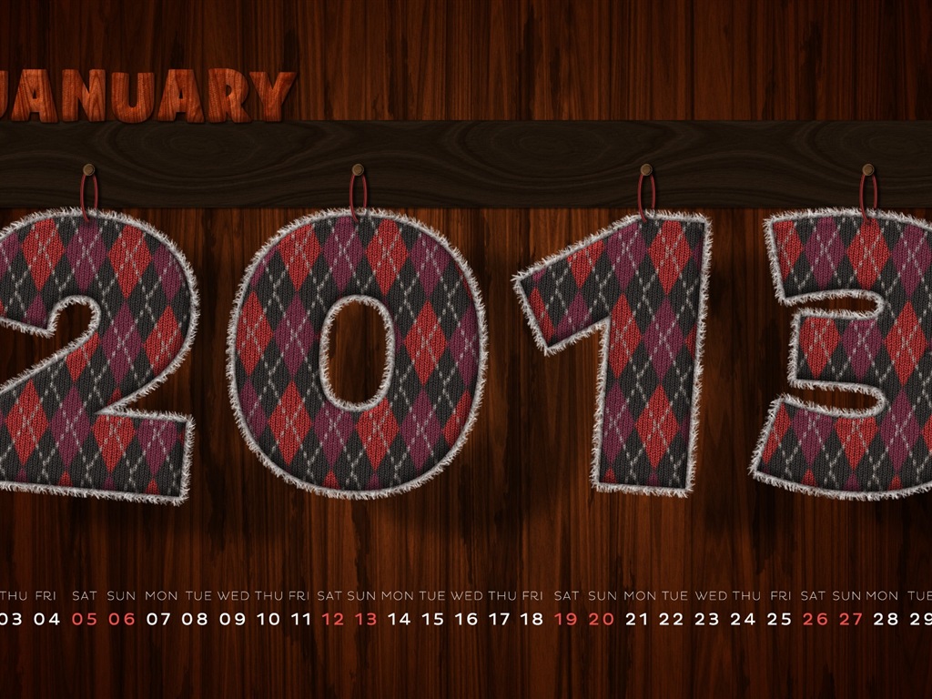 2013年1月 月曆壁紙(一) #16 - 1024x768