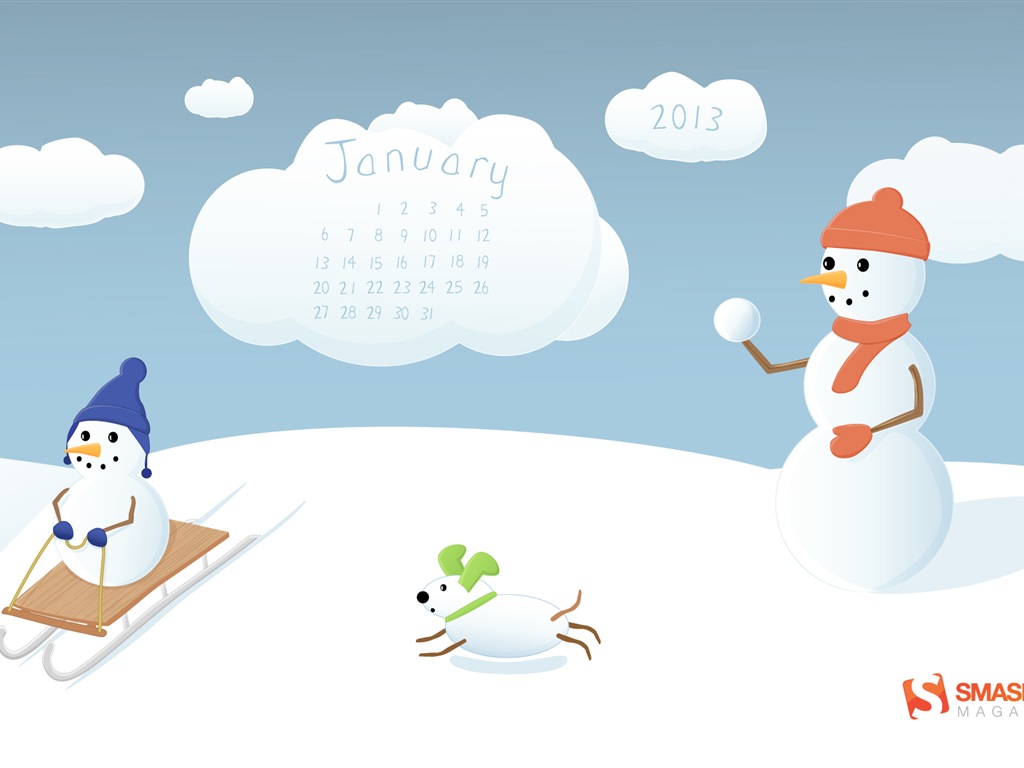 Januar 2013 Kalender Wallpaper (2) #11 - 1024x768