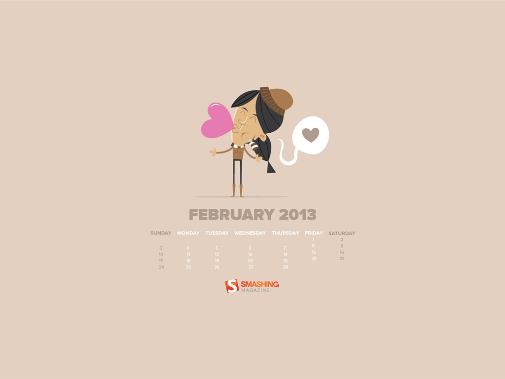 February 2013 Calendar wallpaper (1) #7 - 1024x768