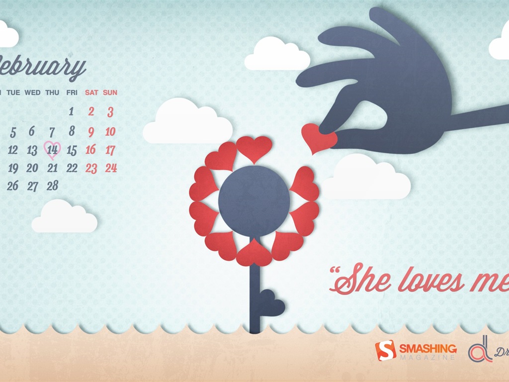 February 2013 Calendar wallpaper (2) #11 - 1024x768