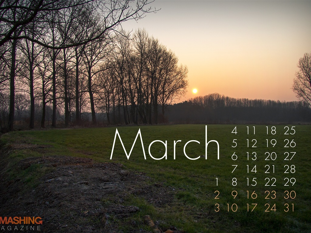 2013년 3월 달력 배경 화면 (2) #1 - 1024x768