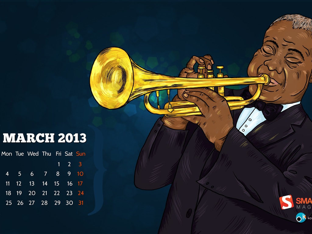 2013年3月 月曆壁紙(二) #2 - 1024x768