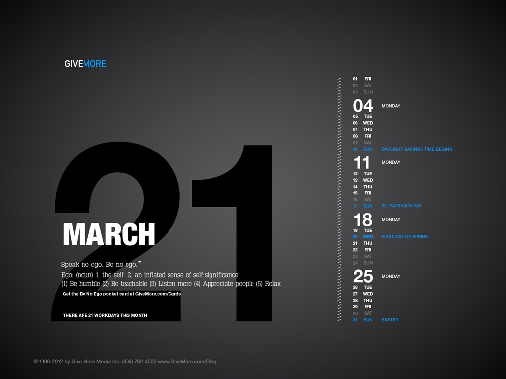 2013年3月 月曆壁紙(一) #5 - 1024x768