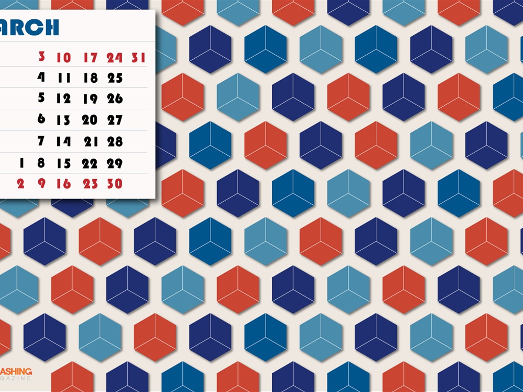 März 2013 Kalender Wallpaper (1) #10 - 1024x768