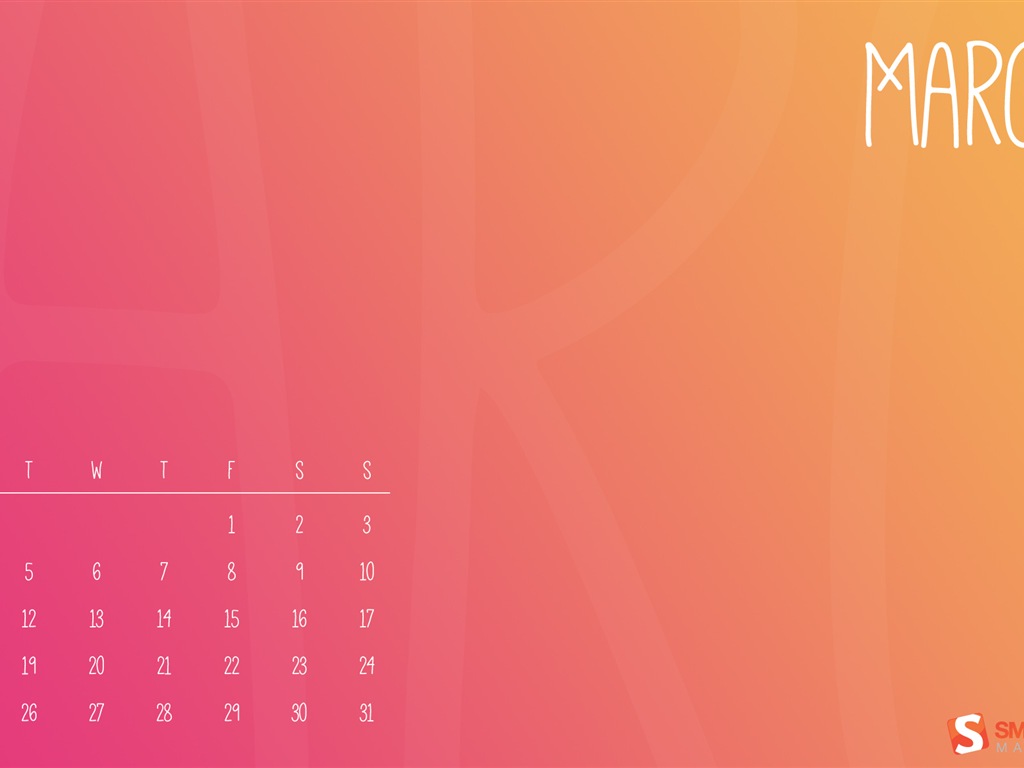 2013年3月 月曆壁紙(一) #13 - 1024x768