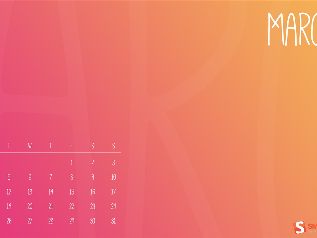 März 2013 Kalender Wallpaper (1) #13 - 1024x768