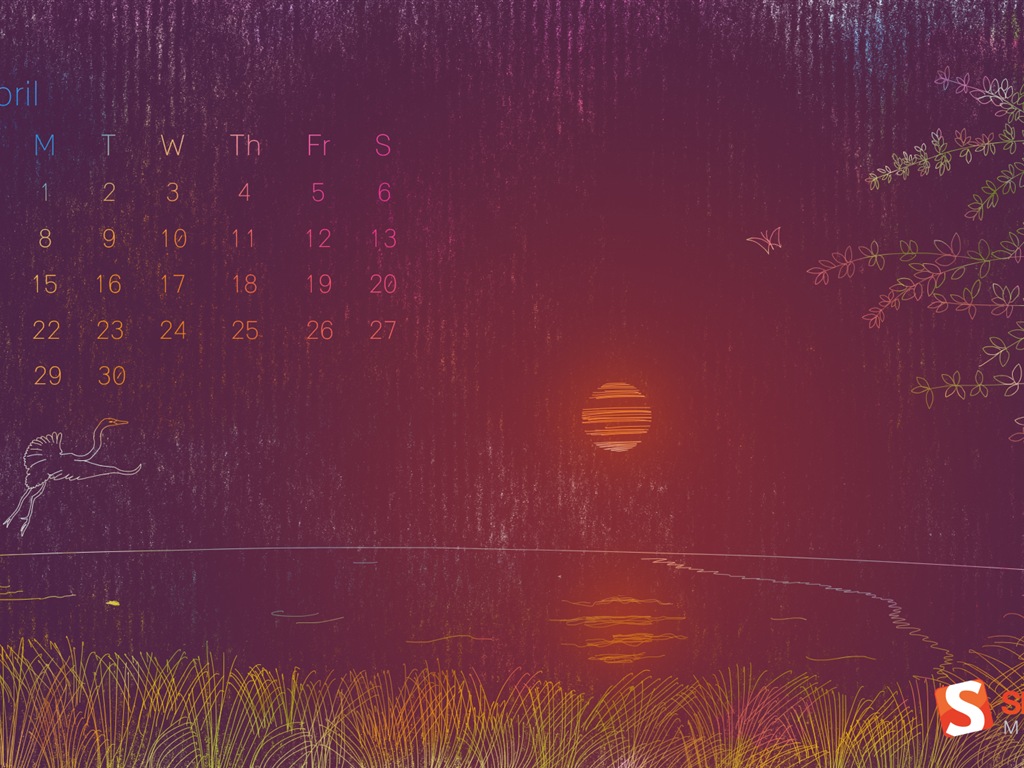 April 2013 Kalender Wallpaper (2) #19 - 1024x768