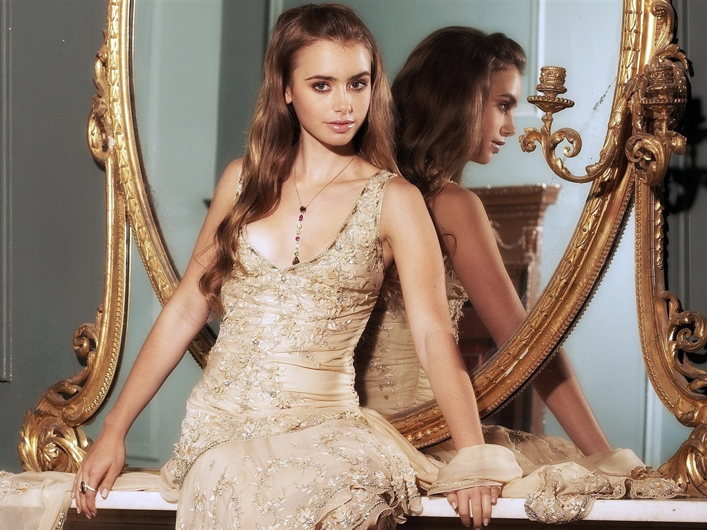 Lily Collins 莉莉·柯林斯 美女壁紙 #1 - 1024x768