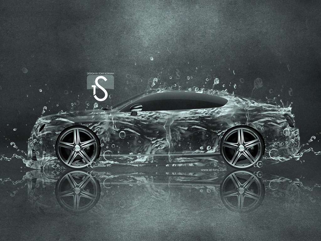 Water drops splash, beautiful car creative design wallpaper #2 - 1024x768