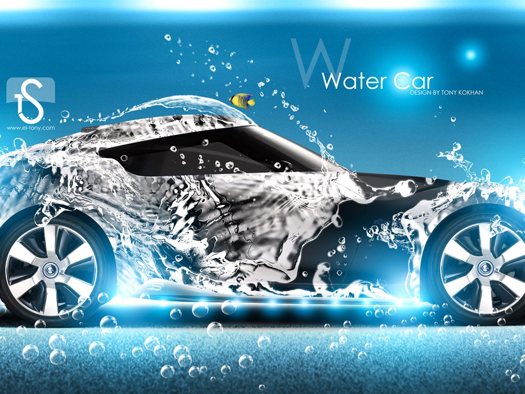 Les gouttes d'eau splash, beau fond d'écran de conception créative de voiture #5 - 1024x768