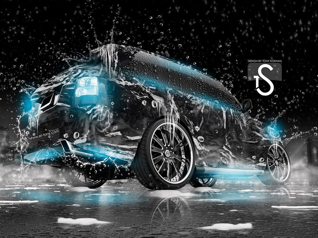 물 방울 스플래시, 아름다운 차 크리 에이 티브 디자인 배경 화면 #7 - 1024x768