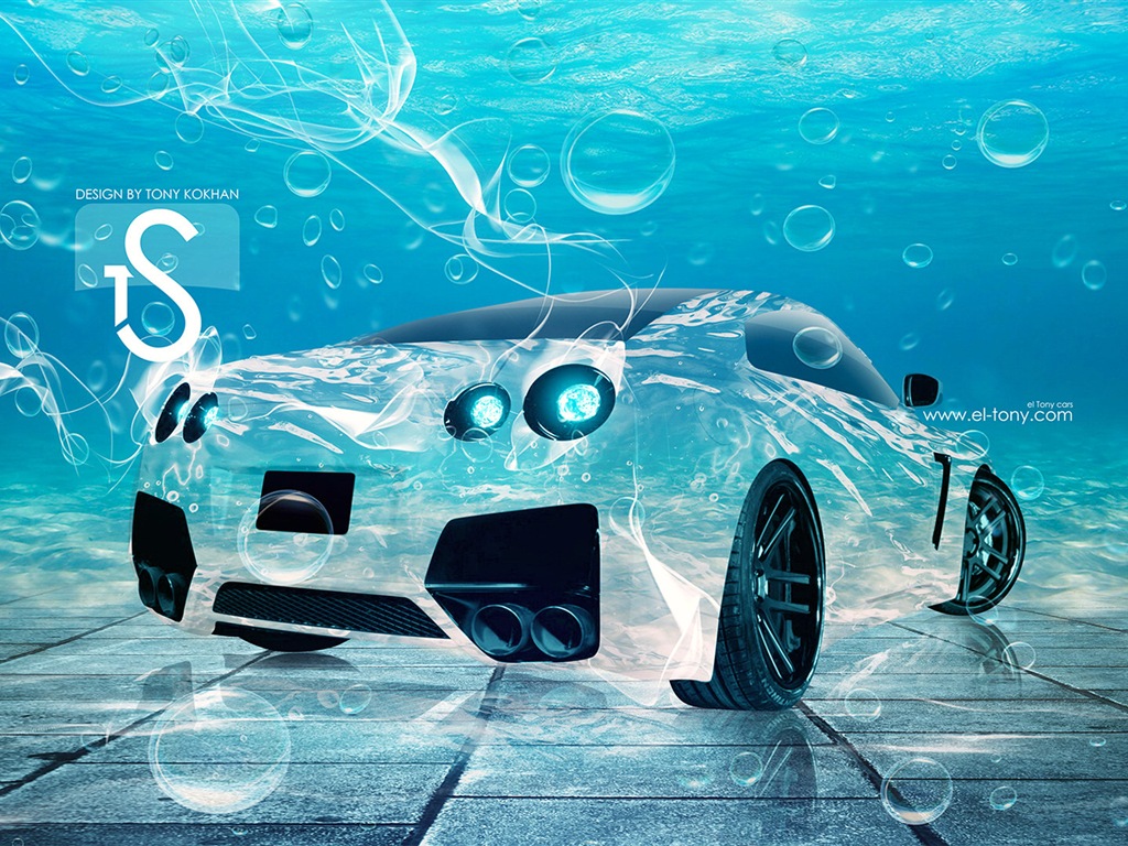 Les gouttes d'eau splash, beau fond d'écran de conception créative de voiture #9 - 1024x768