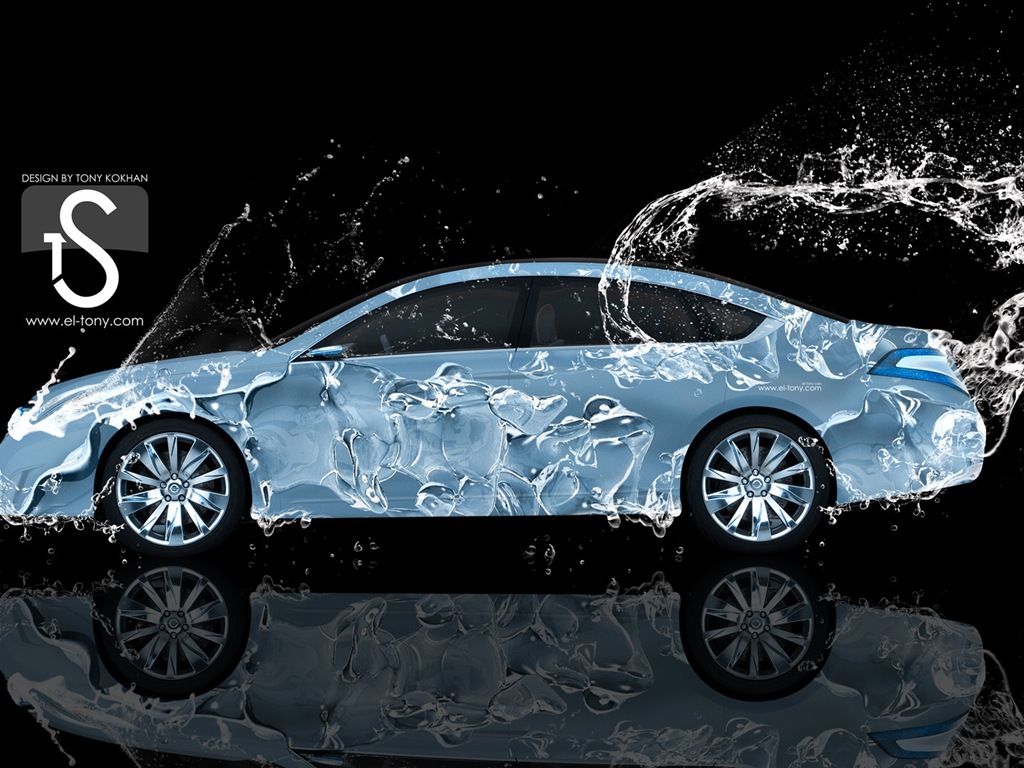 Les gouttes d'eau splash, beau fond d'écran de conception créative de voiture #15 - 1024x768