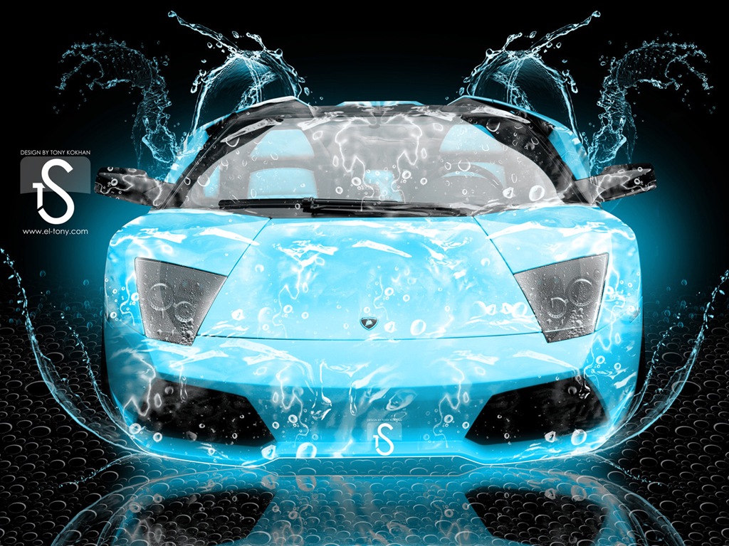 Les gouttes d'eau splash, beau fond d'écran de conception créative de voiture #16 - 1024x768