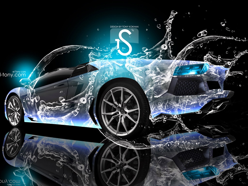 물 방울 스플래시, 아름다운 차 크리 에이 티브 디자인 배경 화면 #19 - 1024x768