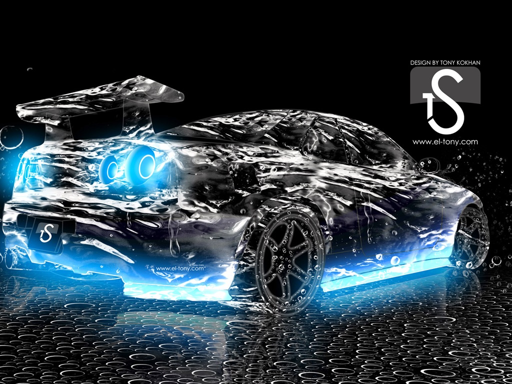 물 방울 스플래시, 아름다운 차 크리 에이 티브 디자인 배경 화면 #20 - 1024x768