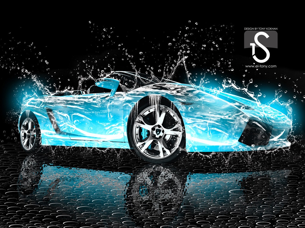Les gouttes d'eau splash, beau fond d'écran de conception créative de voiture #22 - 1024x768