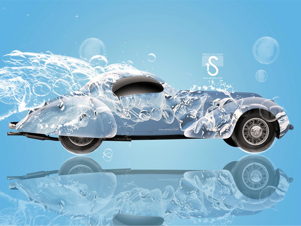Les gouttes d'eau splash, beau fond d'écran de conception créative de voiture #24 - 1024x768
