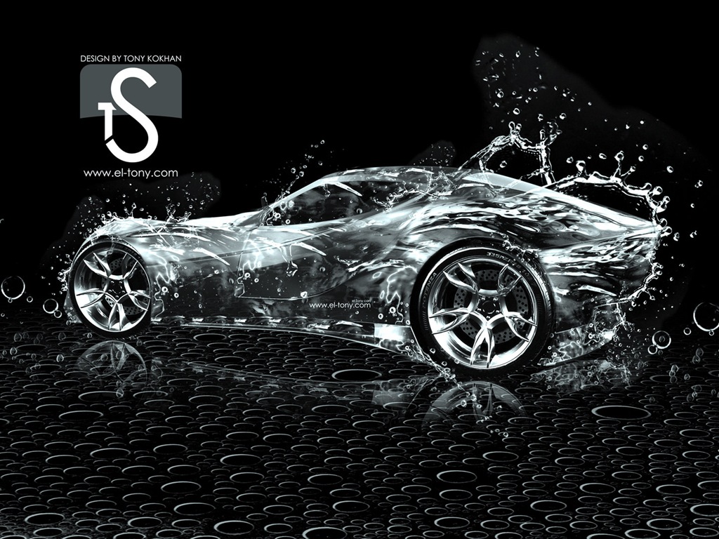 Les gouttes d'eau splash, beau fond d'écran de conception créative de voiture #25 - 1024x768