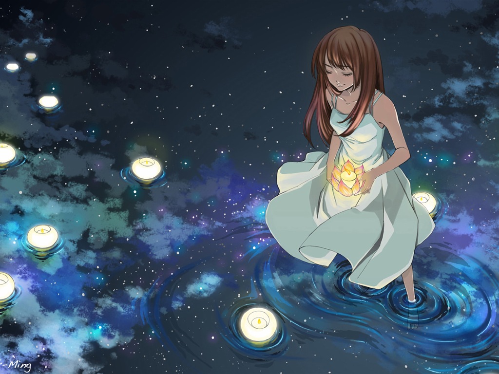 Glühwürmchen Sommer schöne anime wallpaper #5 - 1024x768