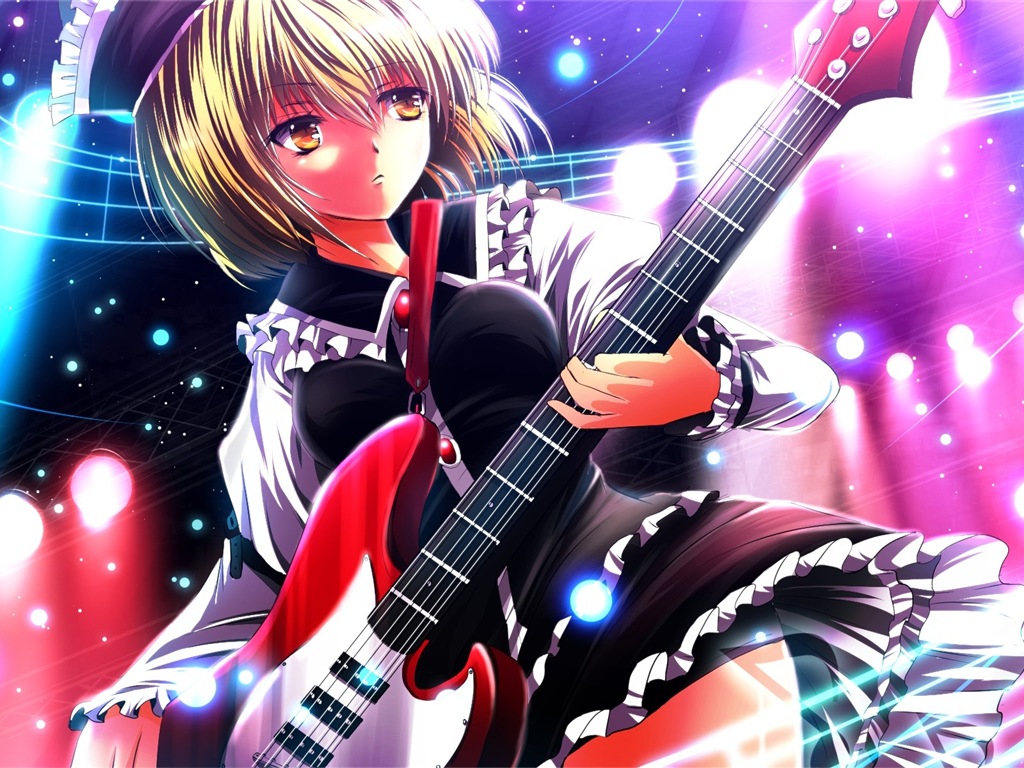 Hudební kytara Anime girl HD tapety na plochu #1 - 1024x768