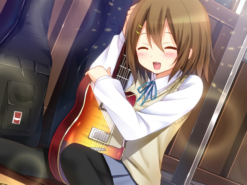 Hudební kytara Anime girl HD tapety na plochu #6 - 1024x768