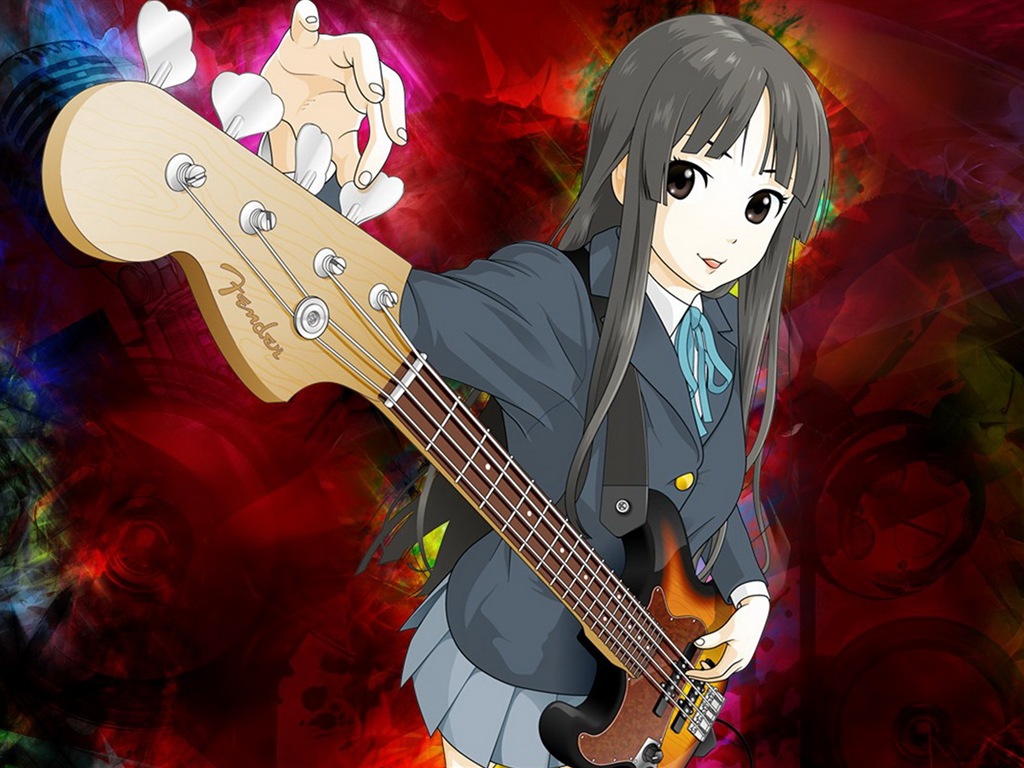 음악 기타 애니메이션 소녀 HD 배경 화면 #10 - 1024x768