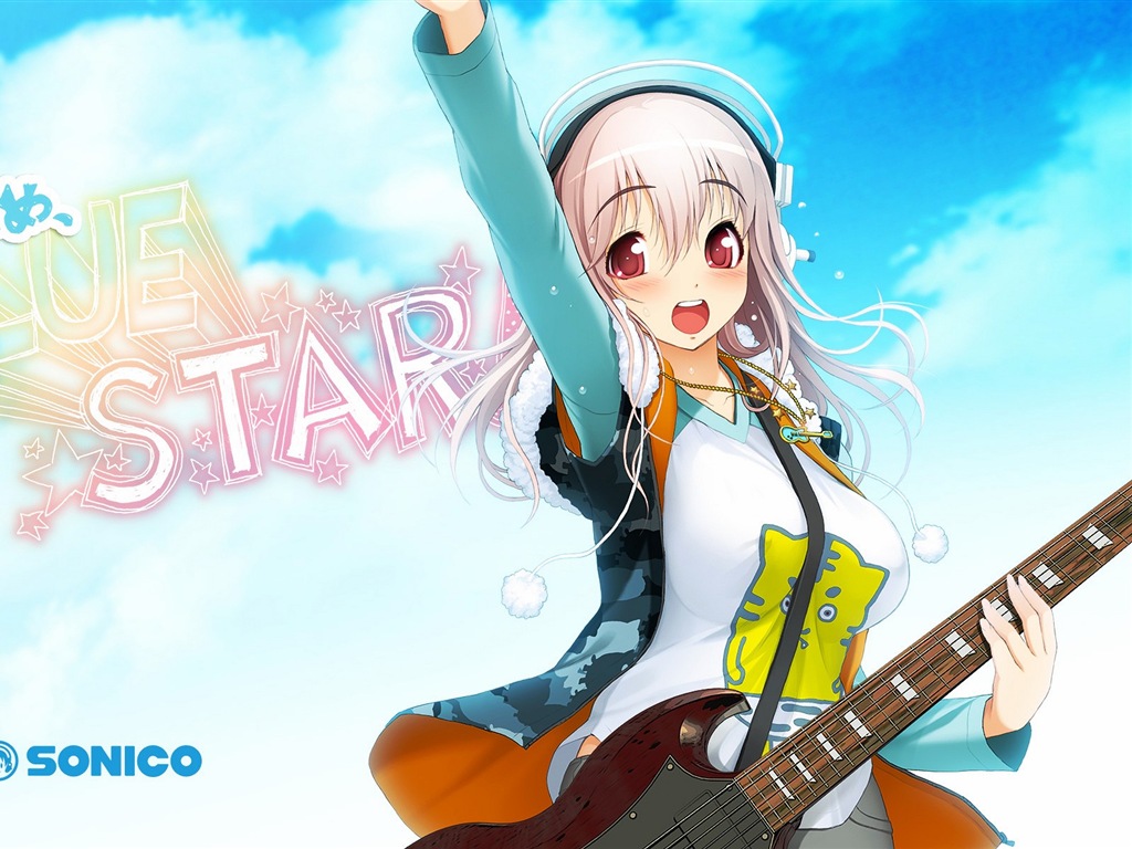 Hudební kytara Anime girl HD tapety na plochu #11 - 1024x768