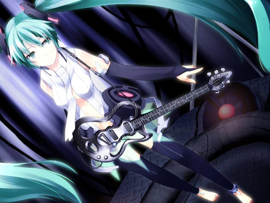 Hudební kytara Anime girl HD tapety na plochu #12 - 1024x768