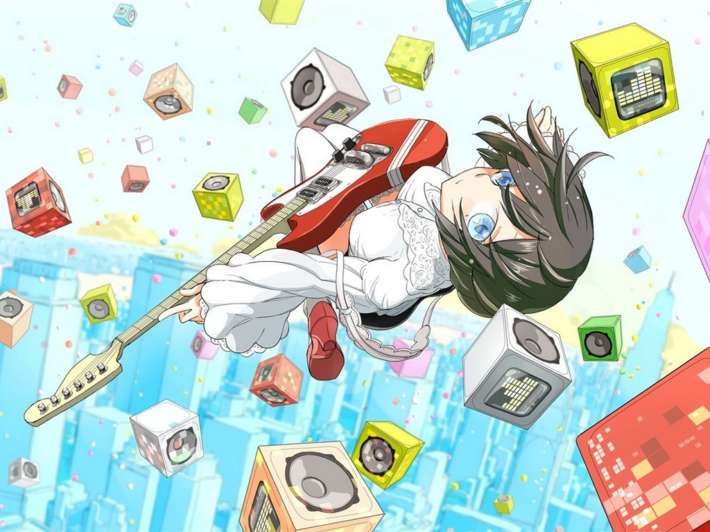 Hudební kytara Anime girl HD tapety na plochu #13 - 1024x768