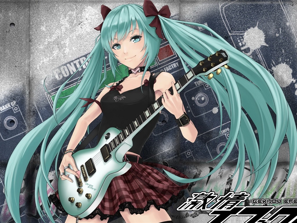 Hudební kytara Anime girl HD tapety na plochu #14 - 1024x768