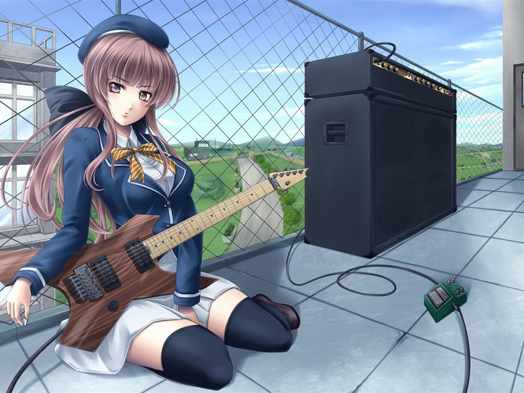 Hudební kytara Anime girl HD tapety na plochu #17 - 1024x768