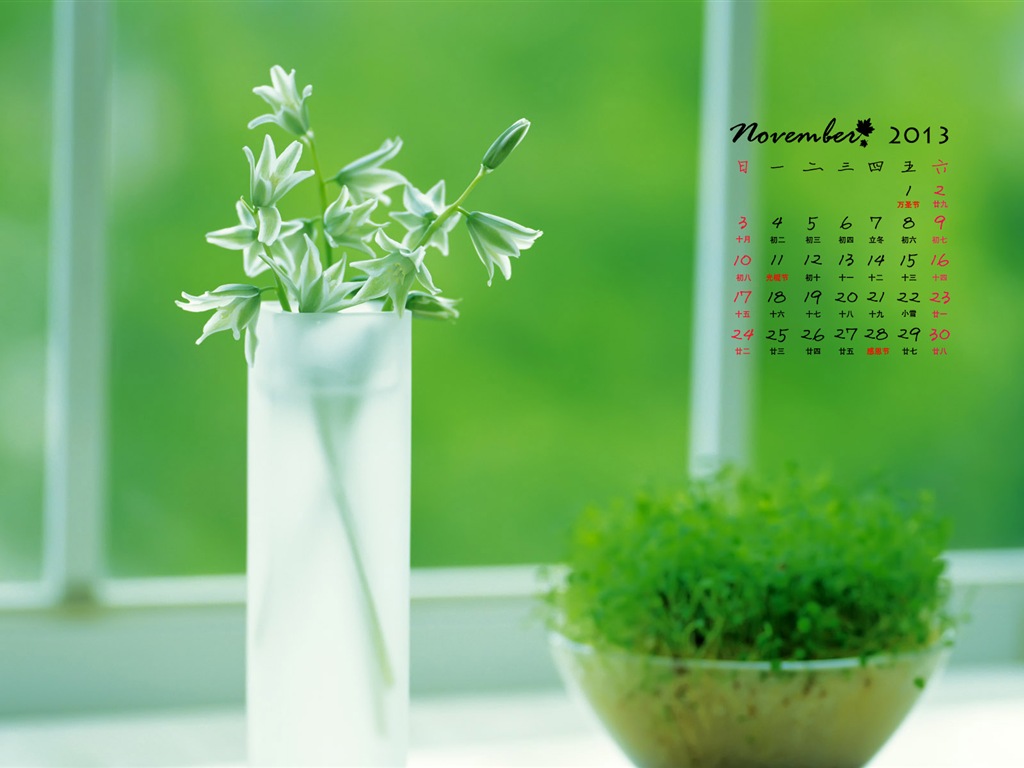 November 2013 Calendar wallpaper (1) #7 - 1024x768